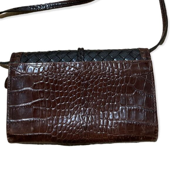 Brighton small wallet/bag Crossbody black and brown woven & crocodile print - Picture 3 of 11